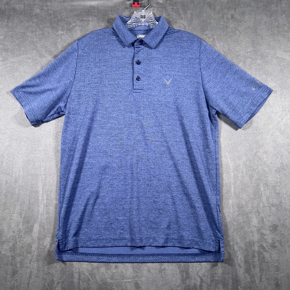 Callaway Opti Dri Mens Short Sleeve Golf Polo Performance Stretch Blue Medium